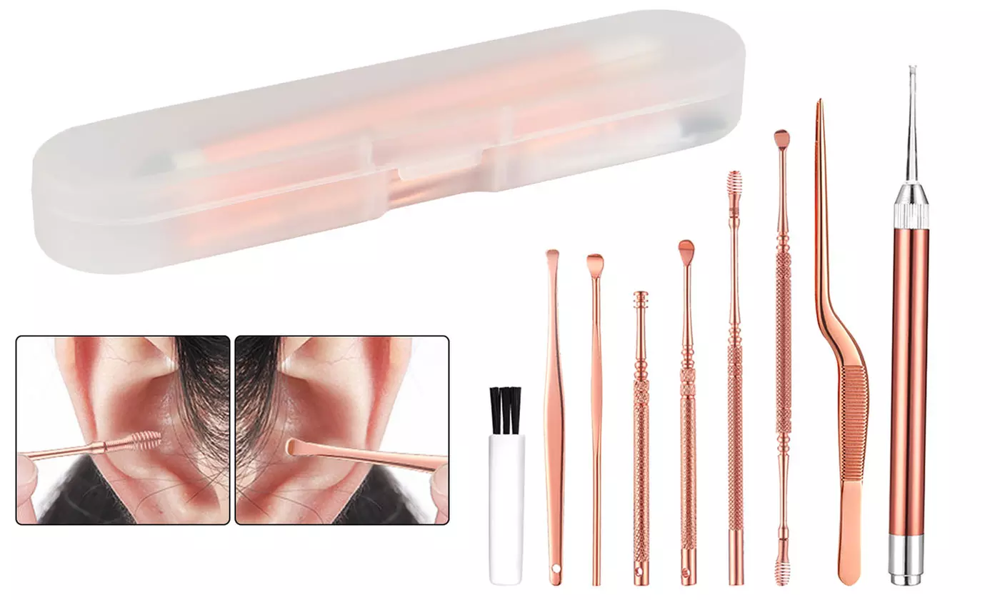 8pcs LED Light Ear Pick Cleaning Set Ear Wax Remover Cleaner Curette Tool - Primary Image