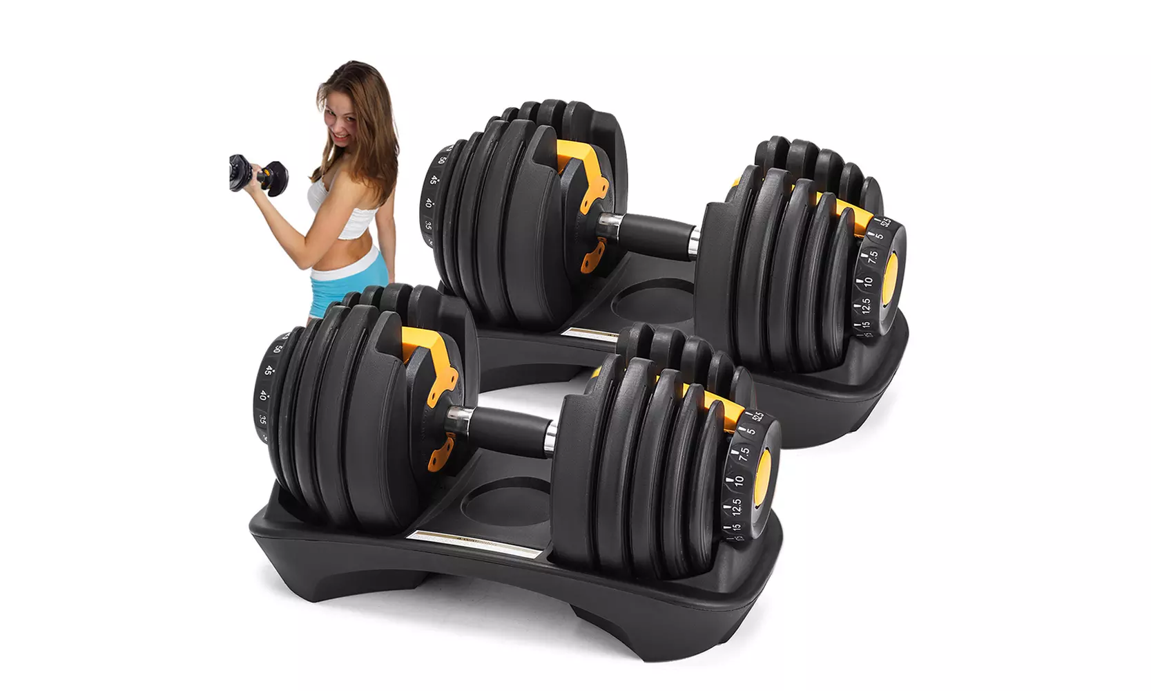 Single Adjustable Dumbbell Fitness Dumbbell with Handle (not pair) - Primary Image