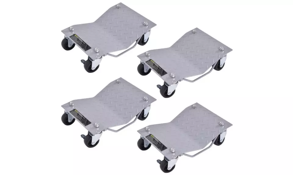 4 X 3" Set Tire Wheel Dollies Dolly Vehicle Car Auto Repair Moving Diamond Gray - Second Medium