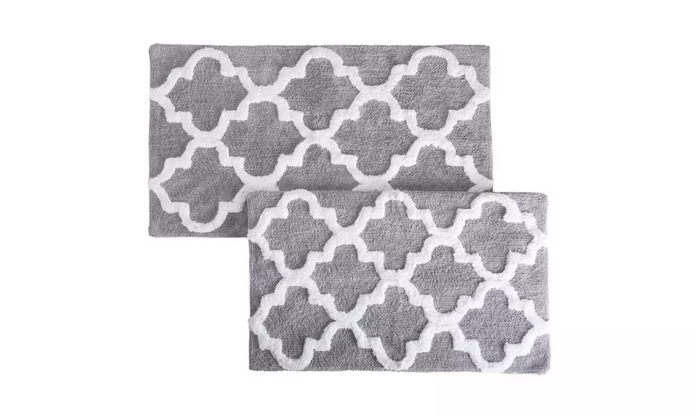 Lavish Home 100% Cotton Trellis Bath Mat Set (2-Piece)