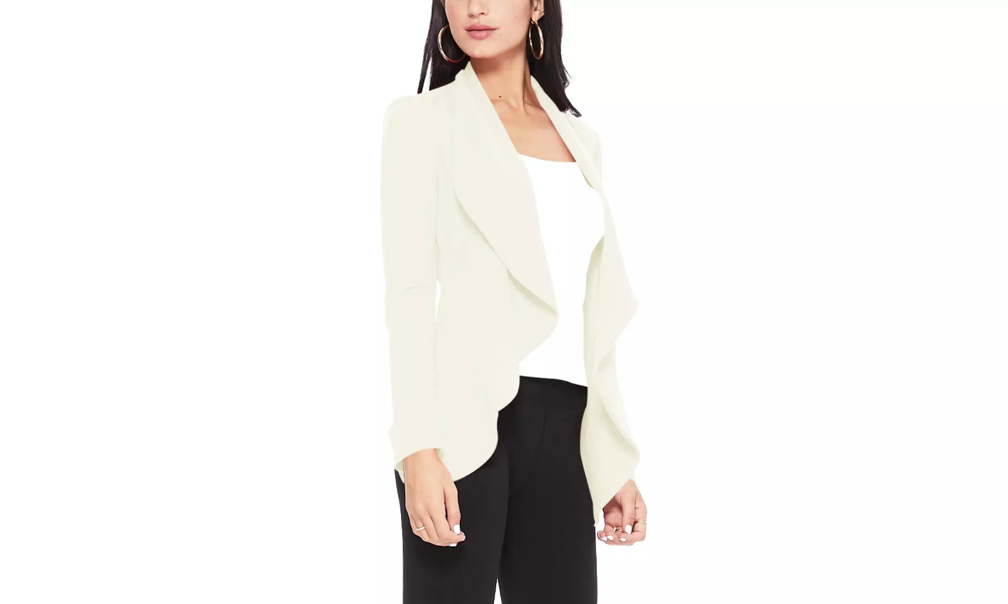 Casual Long Sleeves Open Front Office Wear Solid Blazer Jacket S-3XL