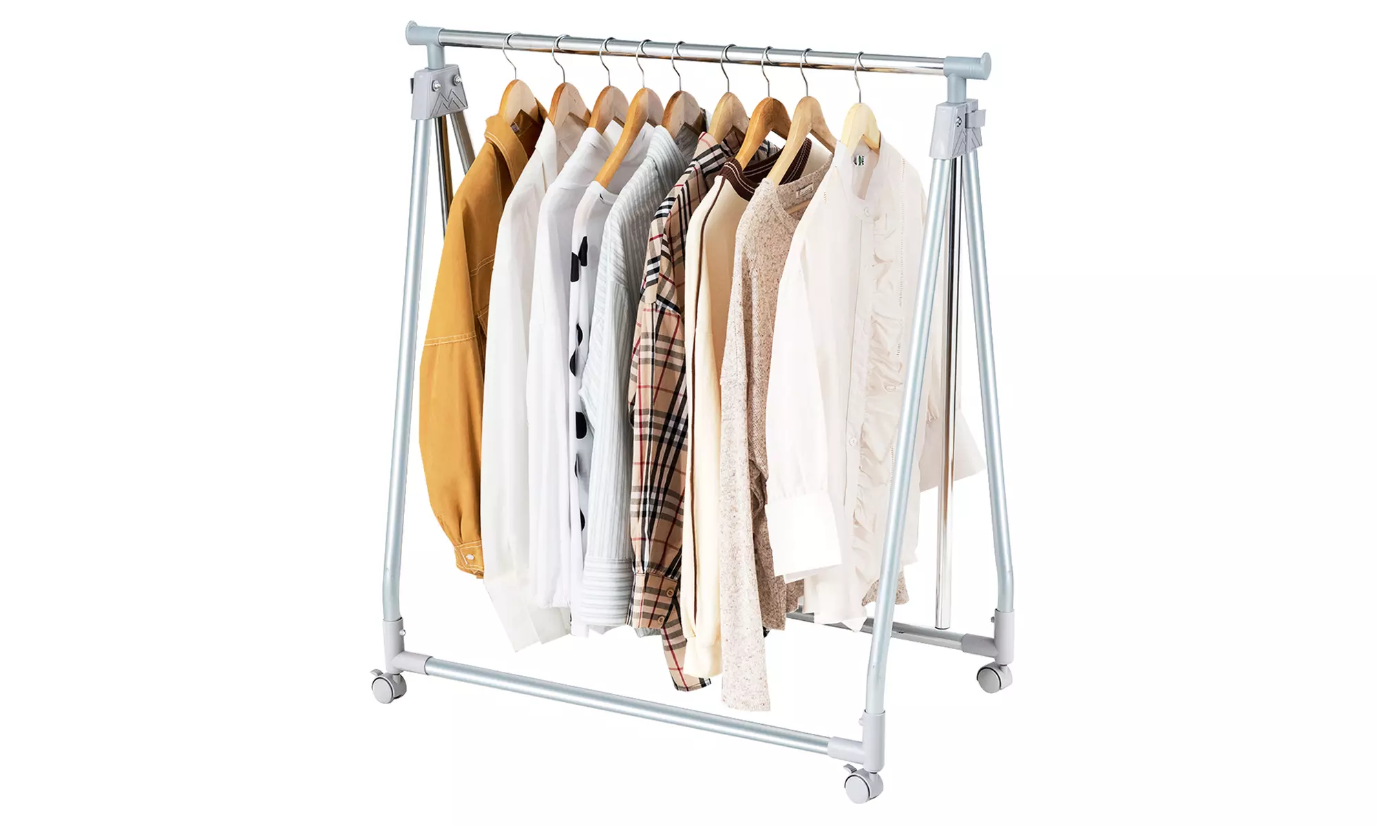 Extendable Clothing Garment Rack Heavy Duty Foldable Clothes Rack W/Hanging Rod - Primary Image