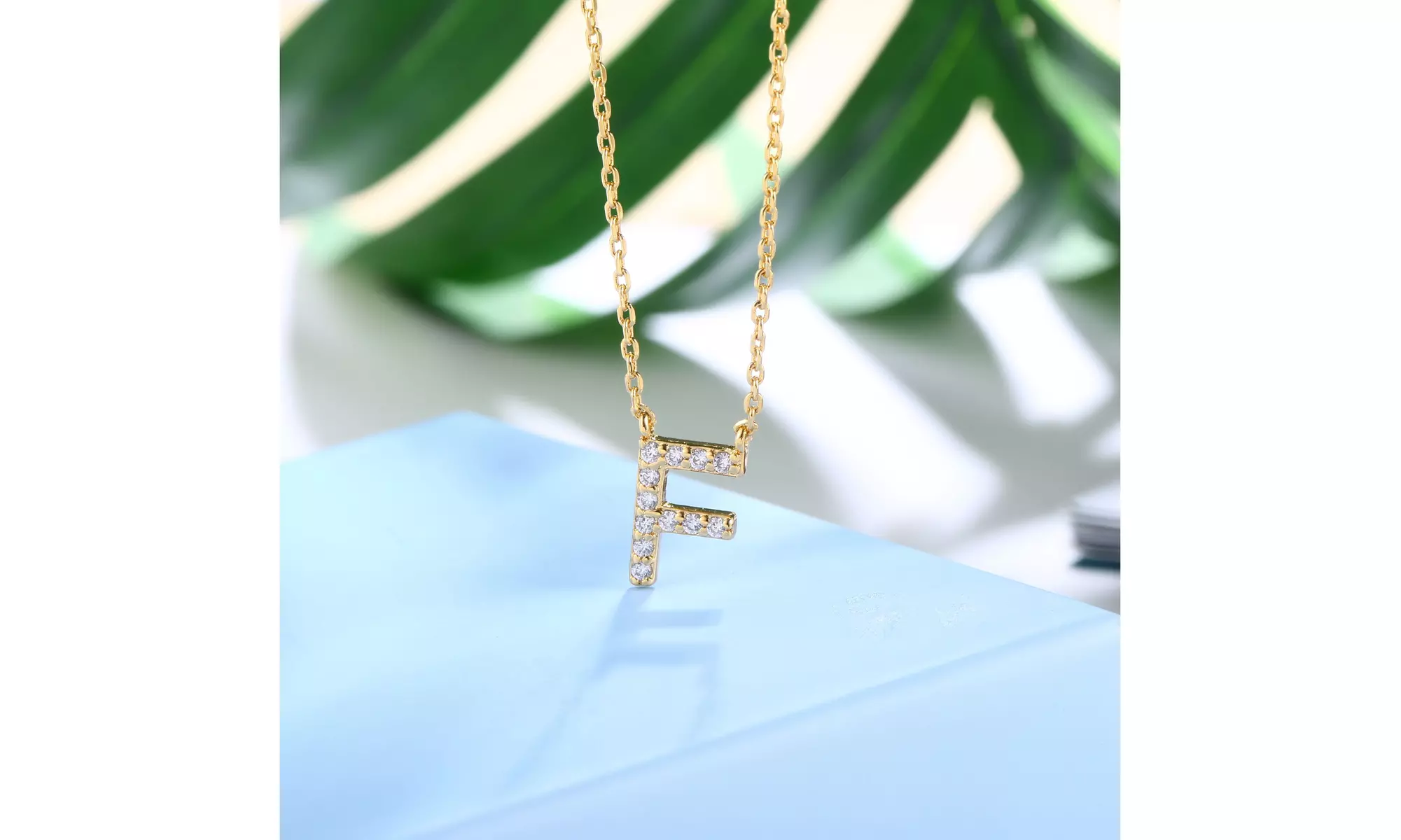 18K Gold Plated cz Initial Necklace