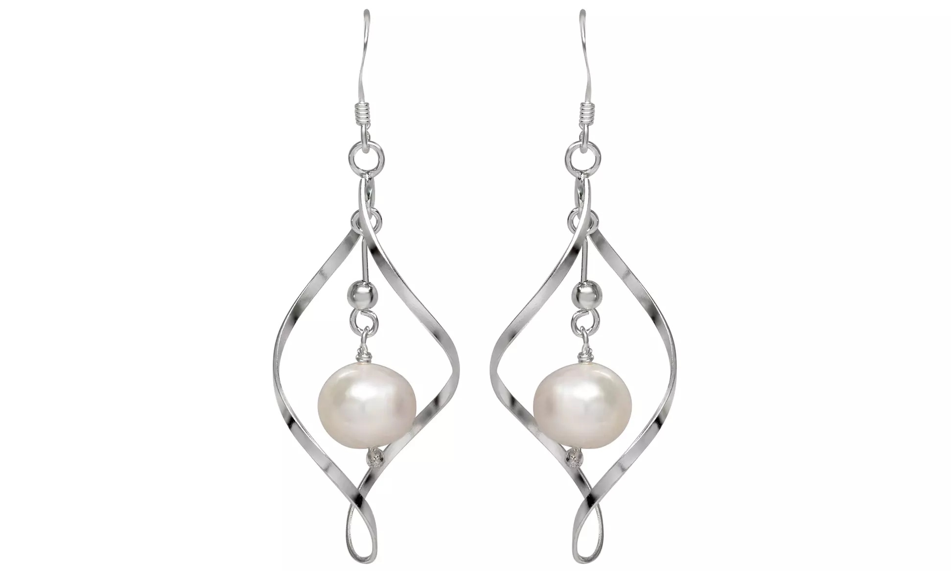Freshwater Pearl Dangle Earrings in Sterling Silver