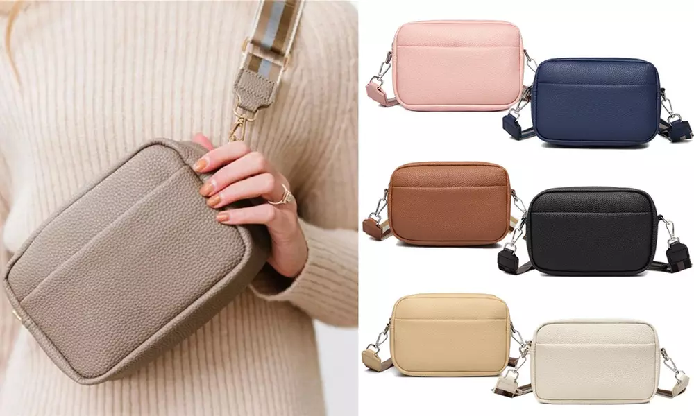 Crossbody Bag for Women Genuine Leather Wide Strap Shoulder Bag - Primary Image