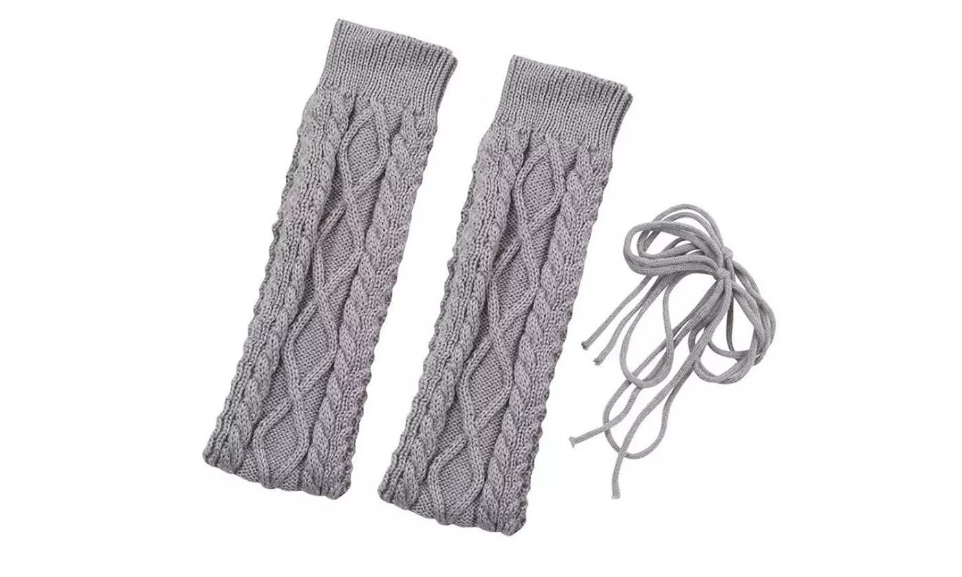 Lady Winter Warm Leg Warmer Cable Knitted Crochet Long Socks Legging