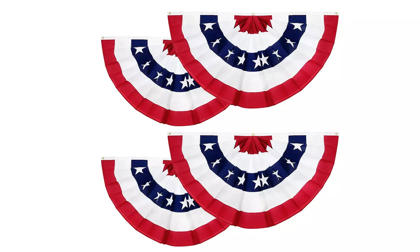 4 Pack American Patriotic Pleated Bunting USA Flag 