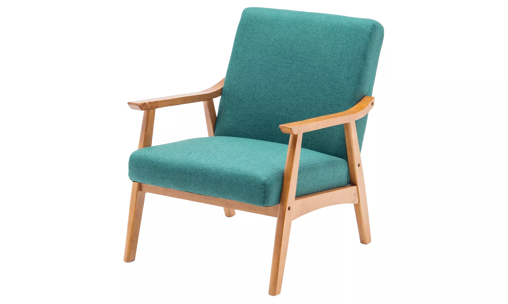 Leisure Chair with Solid Wood Armrest and Feet Modern Accent Sofa Emerald - Primary Image