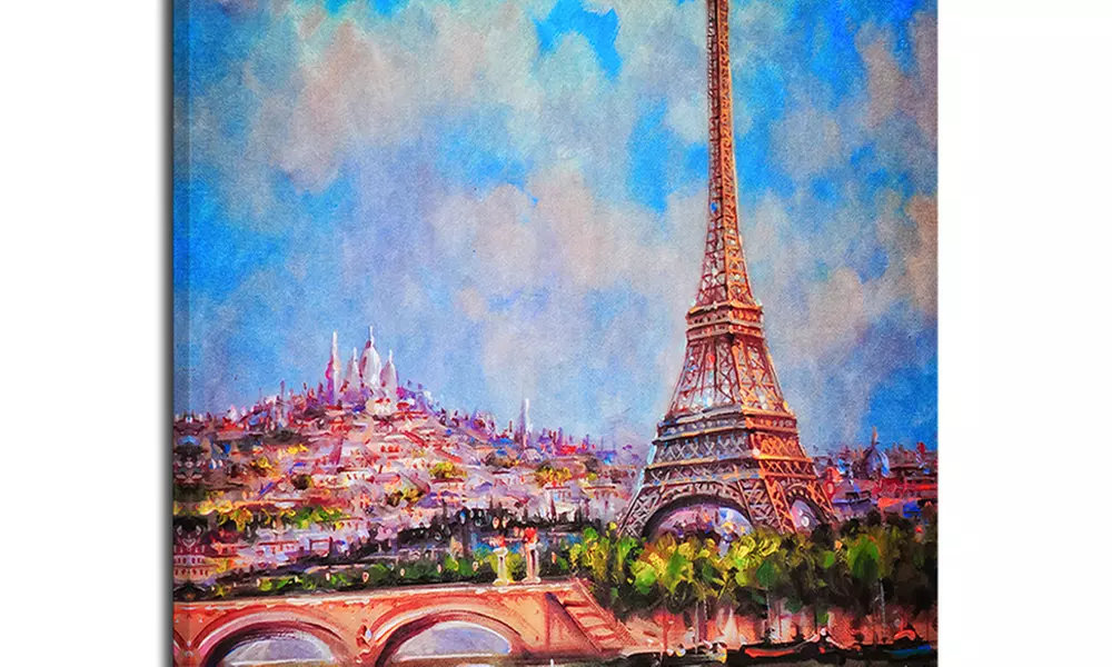 Colorful Eiffel and Sacre Coeur - Photography Canvas Art Print - Primary Image