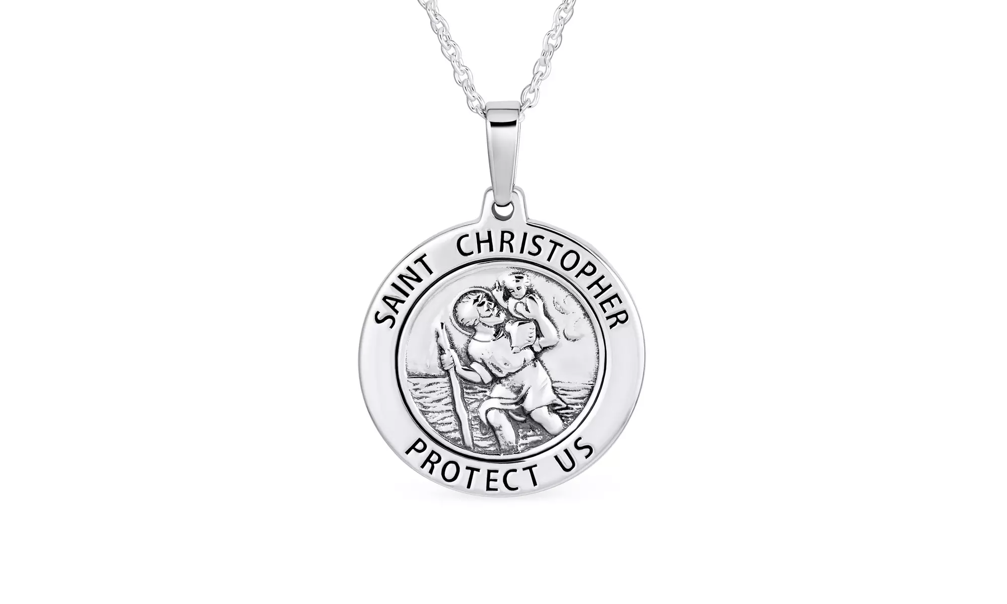 Patron of Safe Travel Saint Christopher Religious Medal Necklace - Primary Image