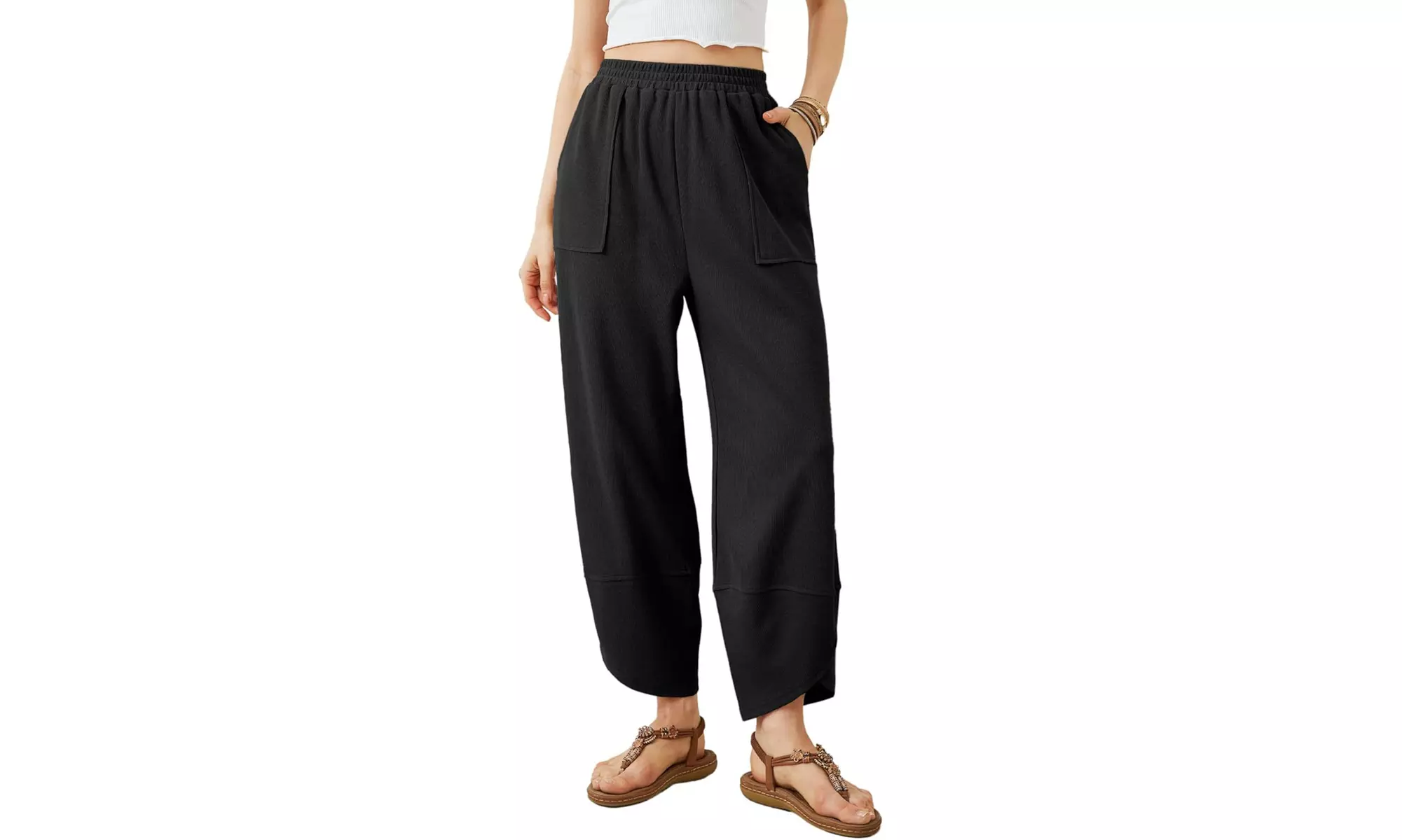 Womens Wide Leg Harem Pants Casual Elastic Waist Comfy Palazzo Baggy Sweatpants