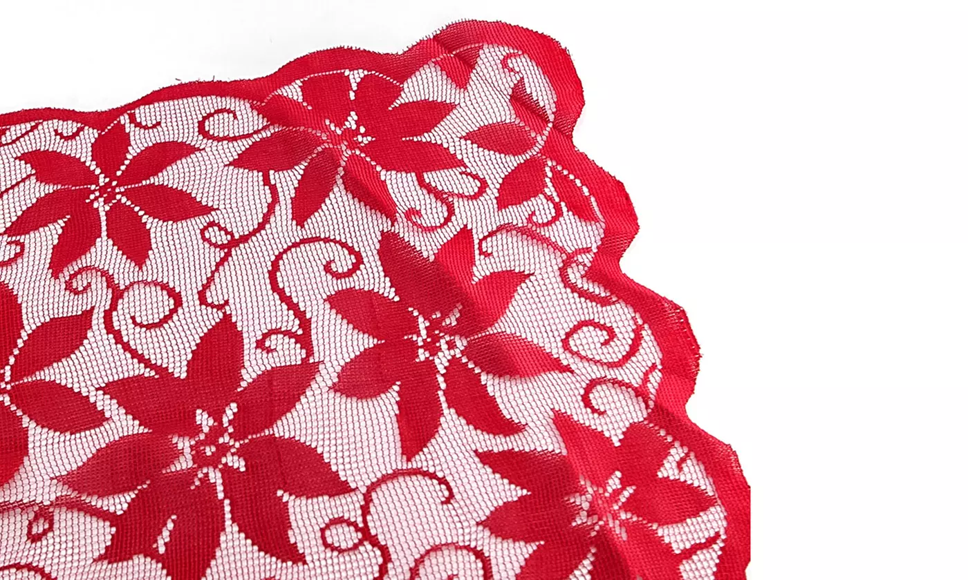 Christmas Xmas Tablecloth Red Lace Table Cover Wedding Holiday Room Decor 