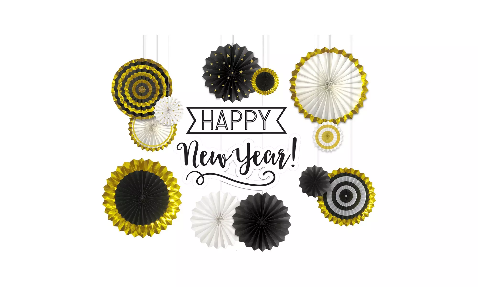 New Year's Deluxe Fan Back Drop - Primary Image