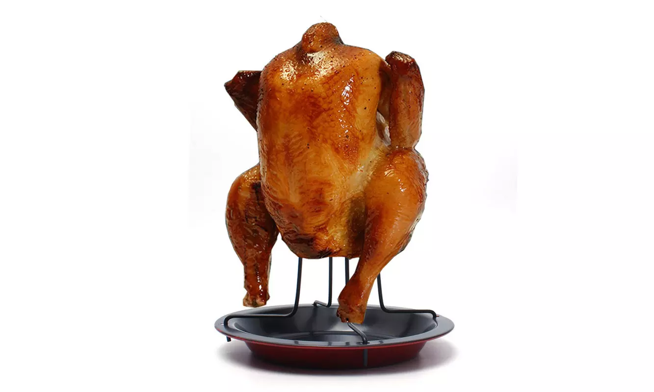 Tuscom Chicken  Holder Rack Grill Stand Roasting  BBQ Rib Non Stick Carbon Steel - Primary Image