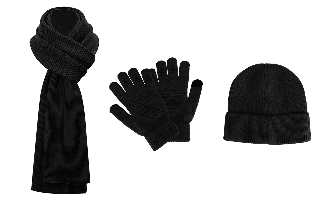 N'POLAR Winter Knitted Beanie, Warm Long Scarf, and Touchscreen Gloves Set
