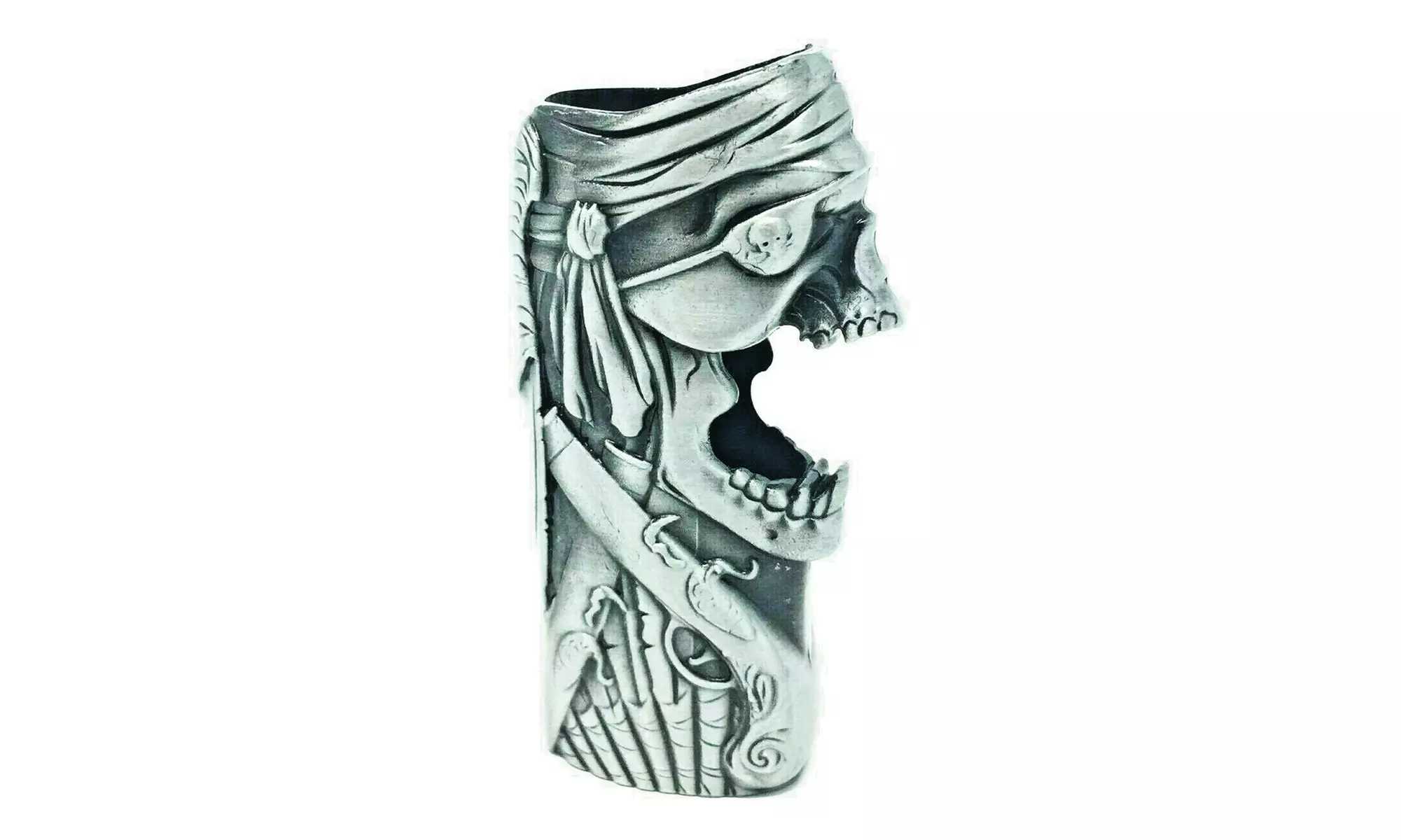 Metal Lighter Case Cover Fits Standard Bic Lighter J6 Style Blind Skull Pirate - Primary Image
