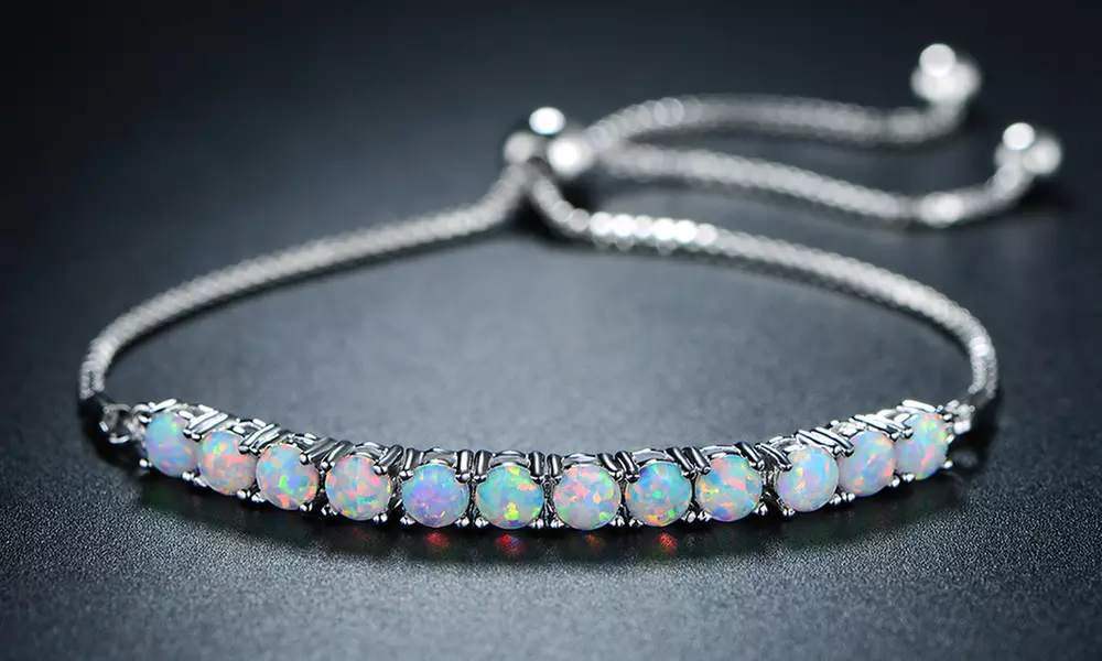 Best killer deal Fire Opal Adjustable Bracelet in Rhodium Plating - Primary Image