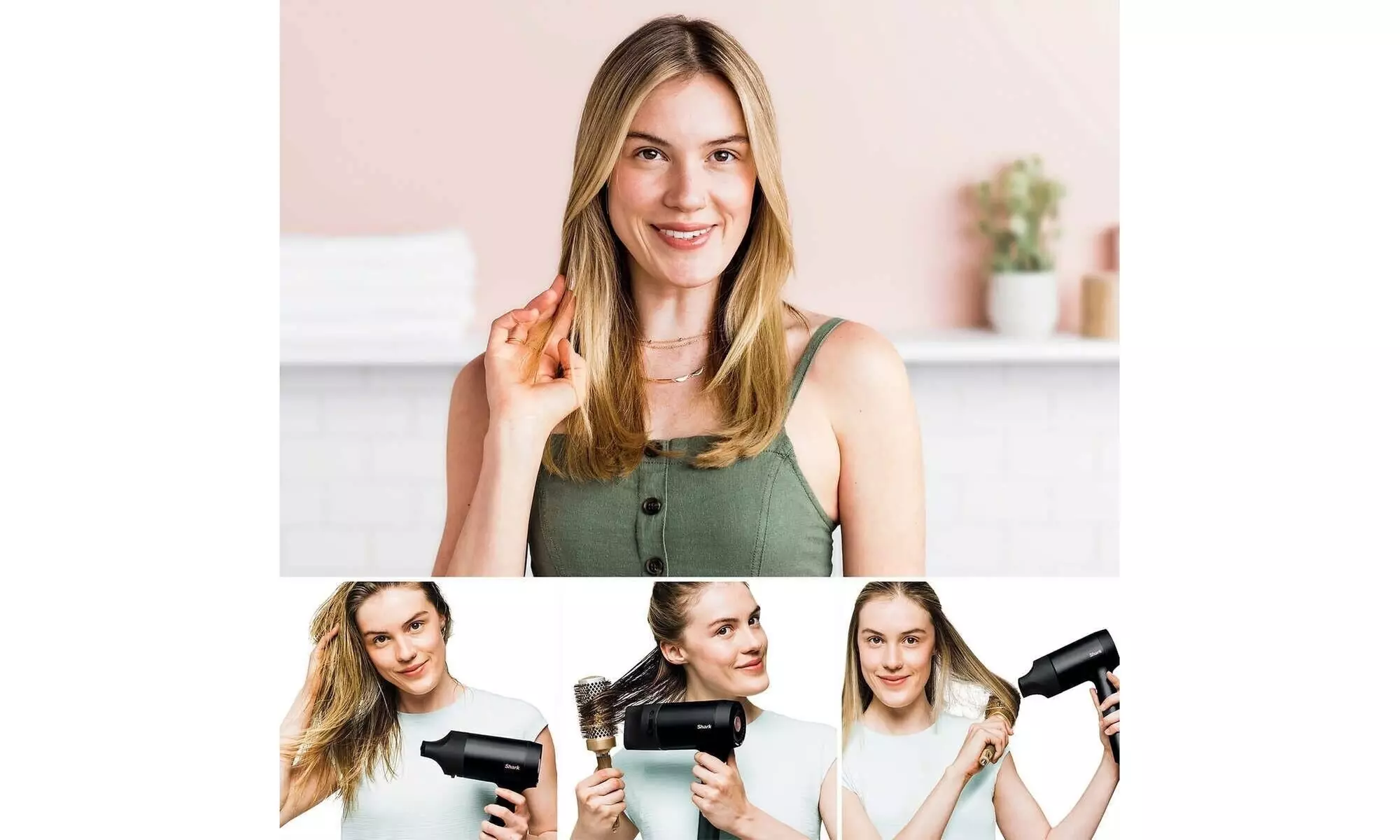 Shark HD125 Blow Dryer HyperAIR Fast-Drying with IQ 2-in-1(Black)- Refurbished