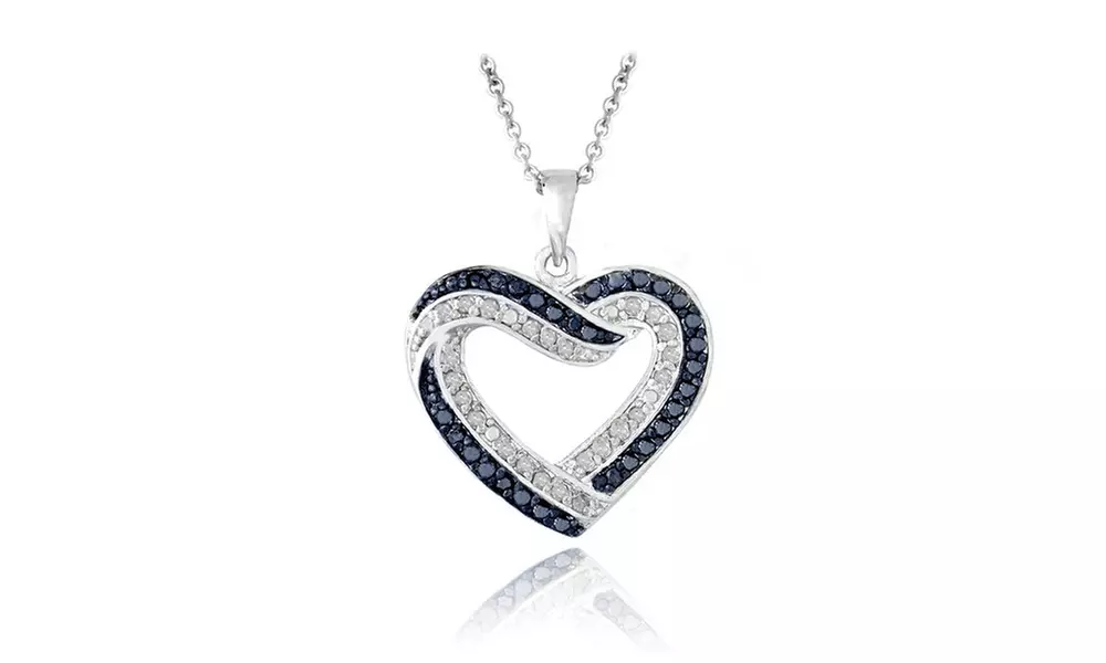 0.50ct TDW Blue & White Diamond Open Heart Necklace - Primary Image