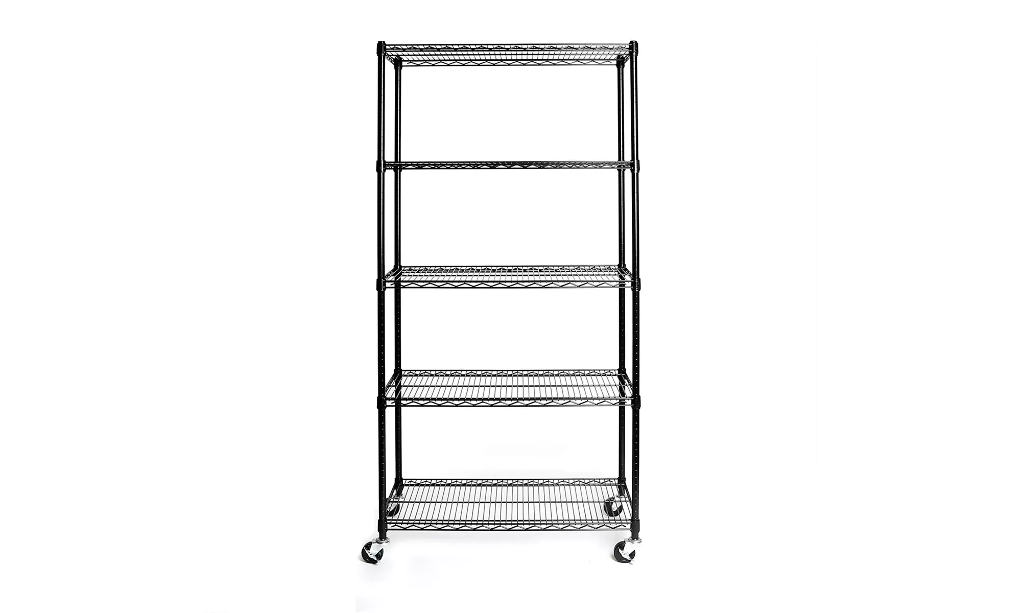 5-Tier Heavy-Duty Shelving Unit with Wheels Black 35''L x 18''W x 71''H