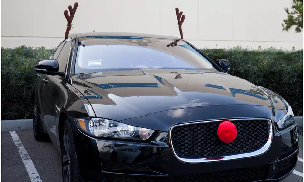 Reindeer Antlers & Rudolph Nose Universal Holiday Car Costume - Primary Image