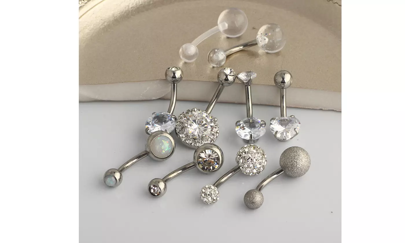10 PCS 14G Steel Belly Button Ring Ear Rings Body Piercing Jewelry