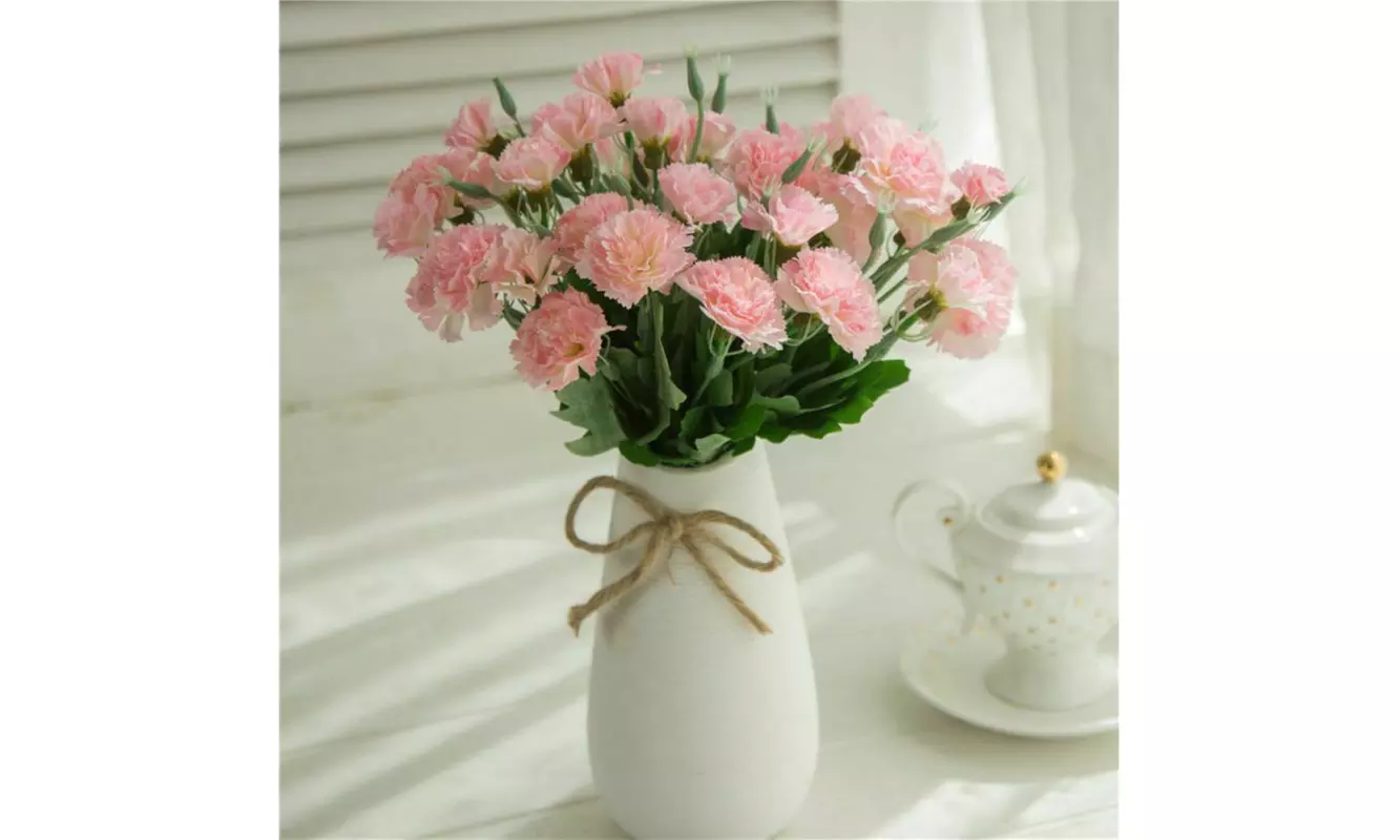 1PCS 10Heads Artificial Silk Carnation Flowers Bouquets Floral Mother's Day Gift - Primary Image