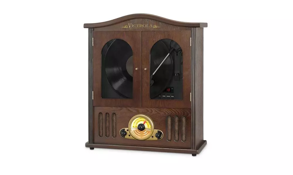 Victrola Wood Wall Mount Bluetooth Record Player with CD and 3-speed Turntable - Primary Image