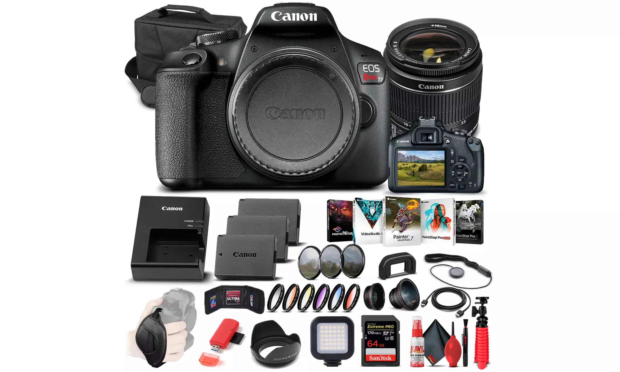 Canon EOS Rebel T7 DSLR Camera with 18-55mm Lens 2727C002  - Advanced Bundle - Primary Image