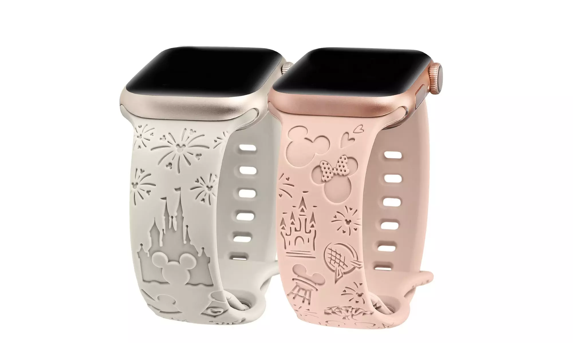 2-Pack Engraved Cartoon Silicone Bands for Apple iWatch Series 1-8 & Ultra