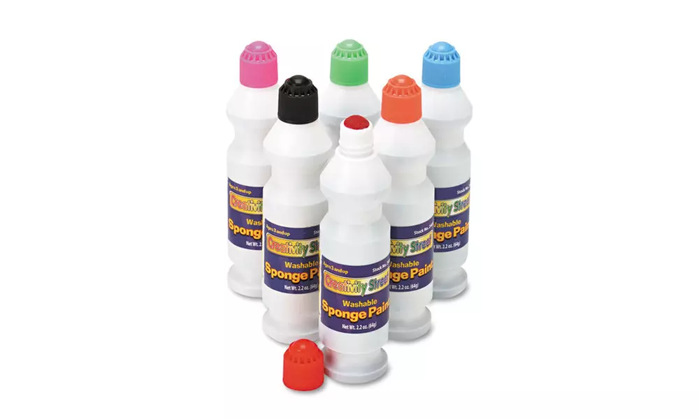 The Chenille Kraft Company Sponge Paint Set, 6 Assorted Colors, 2.2 Oz, 6/Set - Primary Image