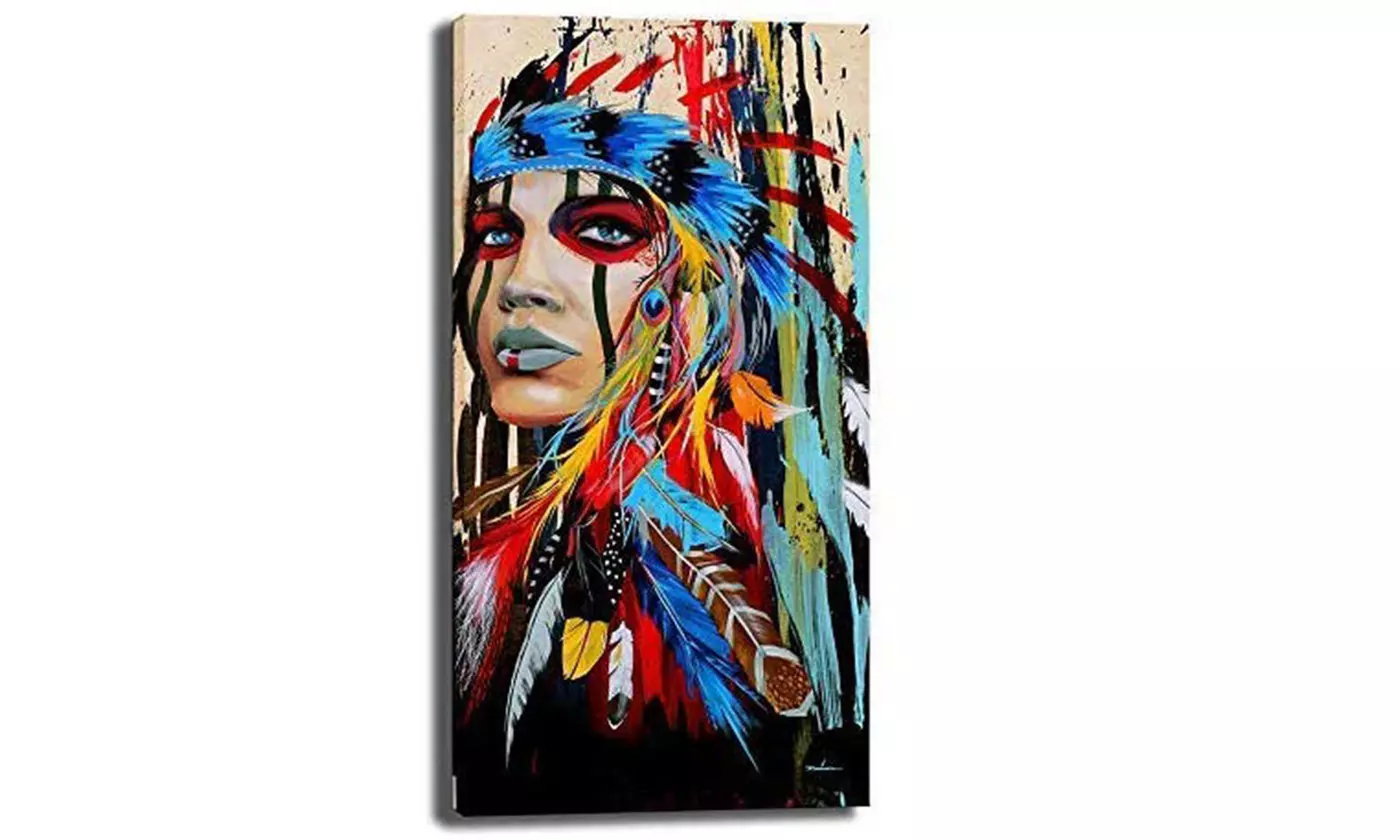 Abstract Indian Woman Canvas Oil Painting Print Picture Home Wall Art Decor - Primary Image