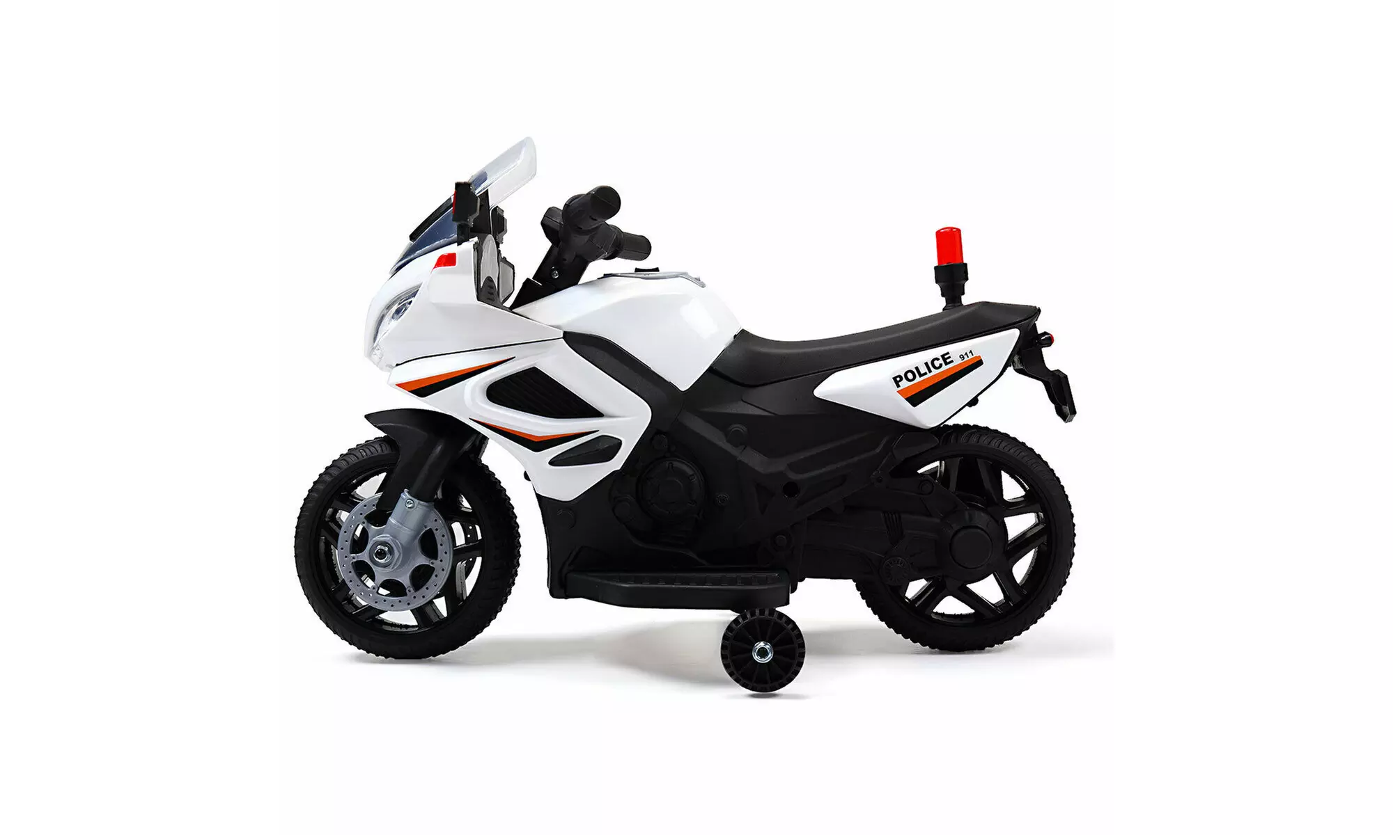 6V Kids Motorcycle Powered Electric Ride On Toy Car w/ 2 Training Wheels White - Primary Image