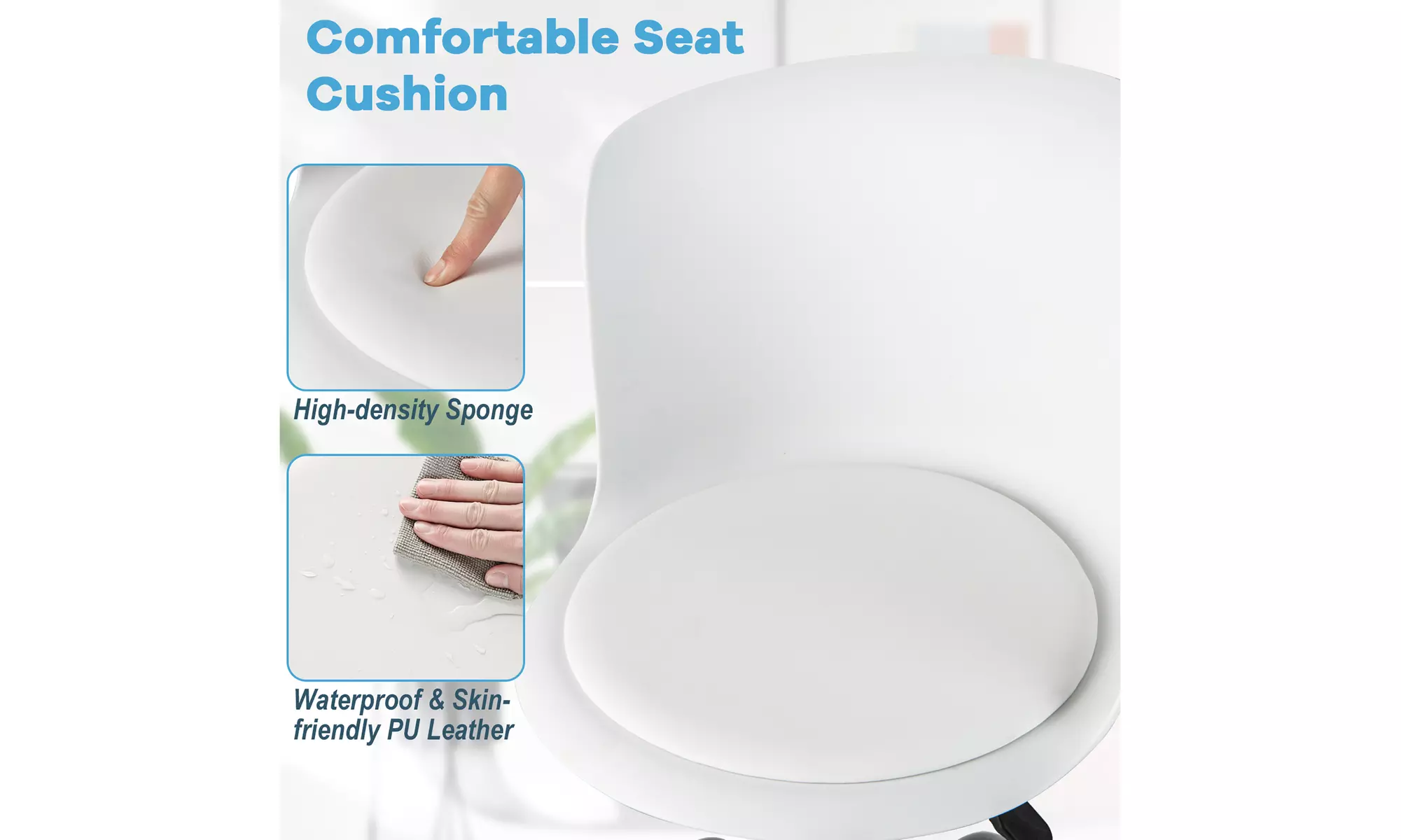 Costway Set of 2 Adjustable Office Chair Armless Swivel Desk Chair PU Leather