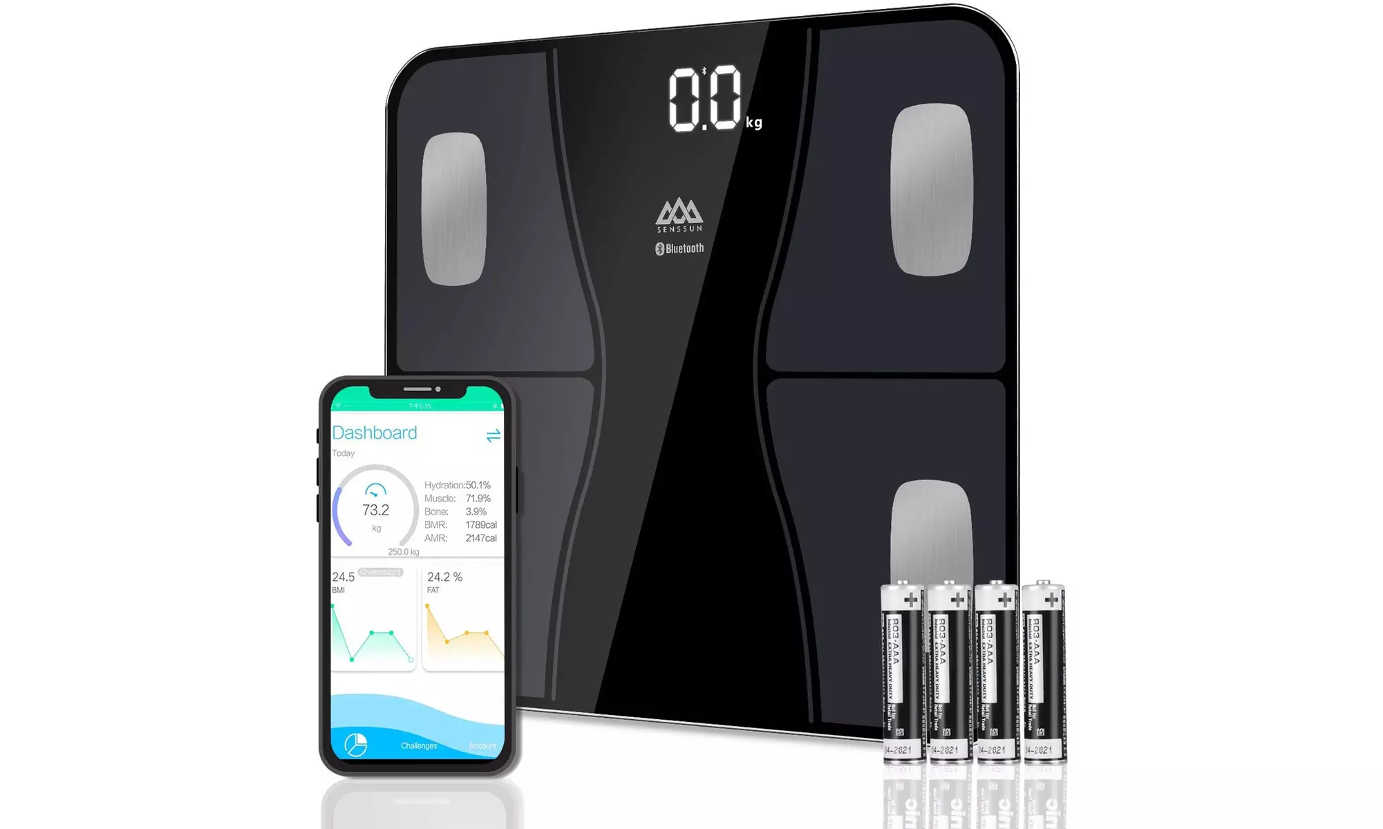 SENSSUN Bluetooth body fat scale, digital weight bathroom scale - Primary Image