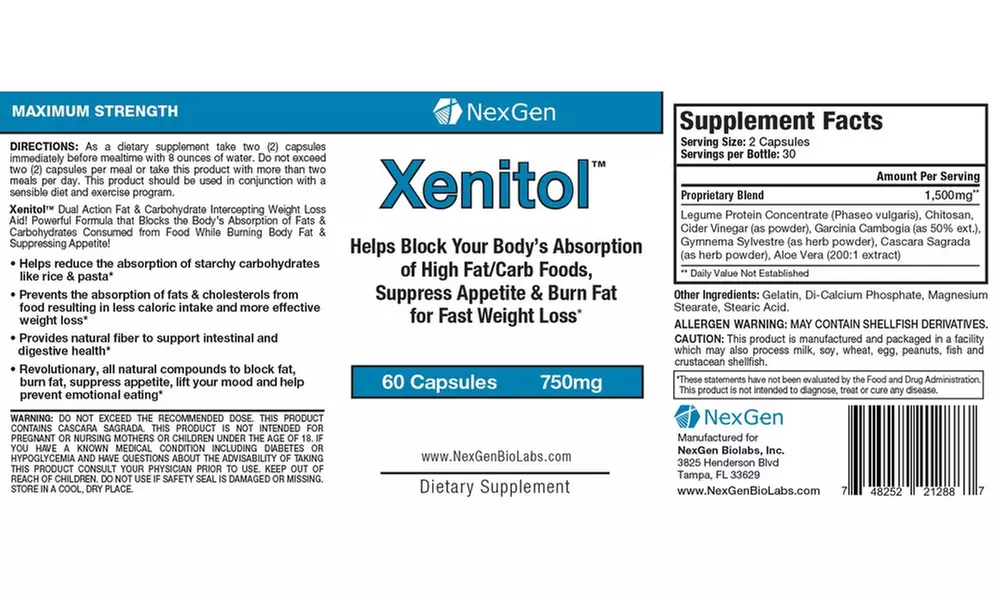 NexGen Xenitol Carb- and Fat-Blocker Weight-Loss Supplement (60-Count) - Second Medium