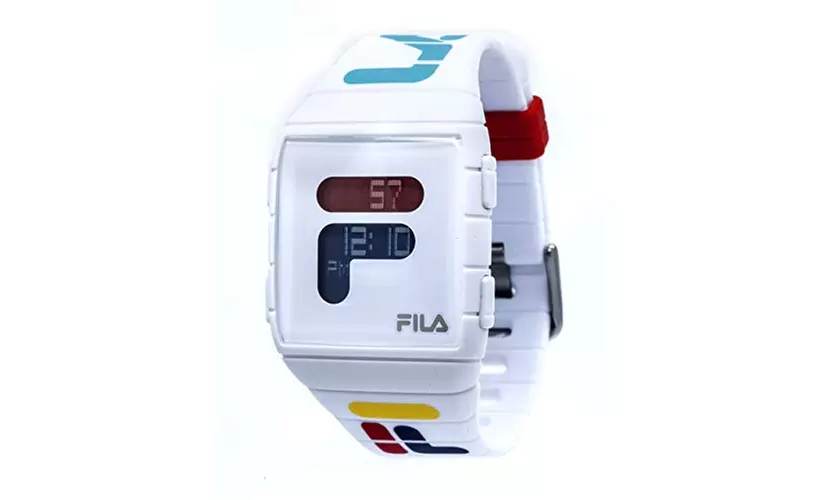 FILA Digital Watch Women Men Unisex - Silicone Bracelet - White Fila Watch - Primary Image