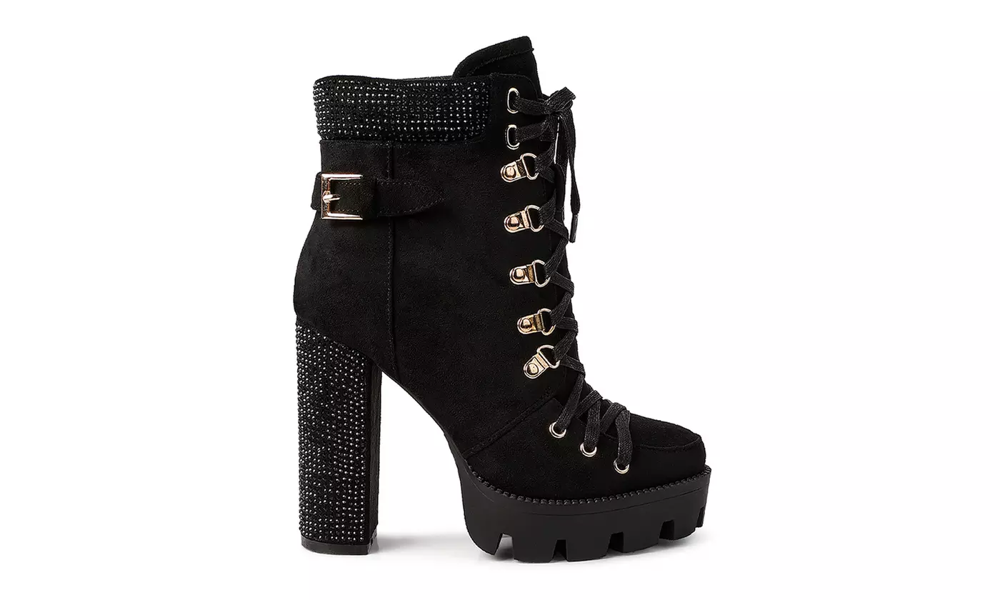 London Rag Birch Block Heeled Ankle Booties