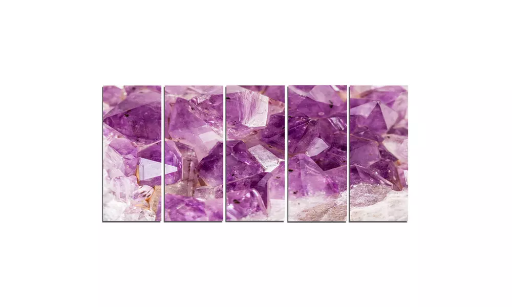 Purple Amethyst Macro - Multipanel Abstract 5 Panel Metal Wall Art Sets Print - Second Medium