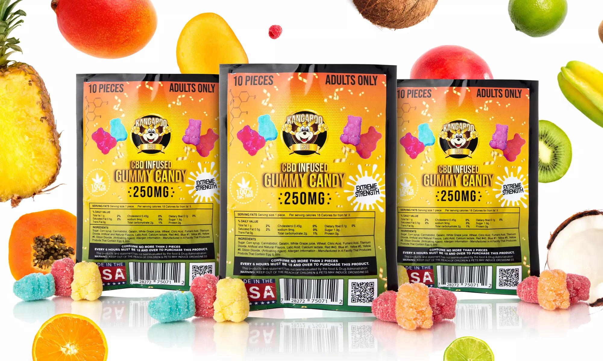 Organic CBD-Infused Gummy Bears from Kangaroo CBD (250mg) (1-, 2-, or 3-Pack) - Primary Image