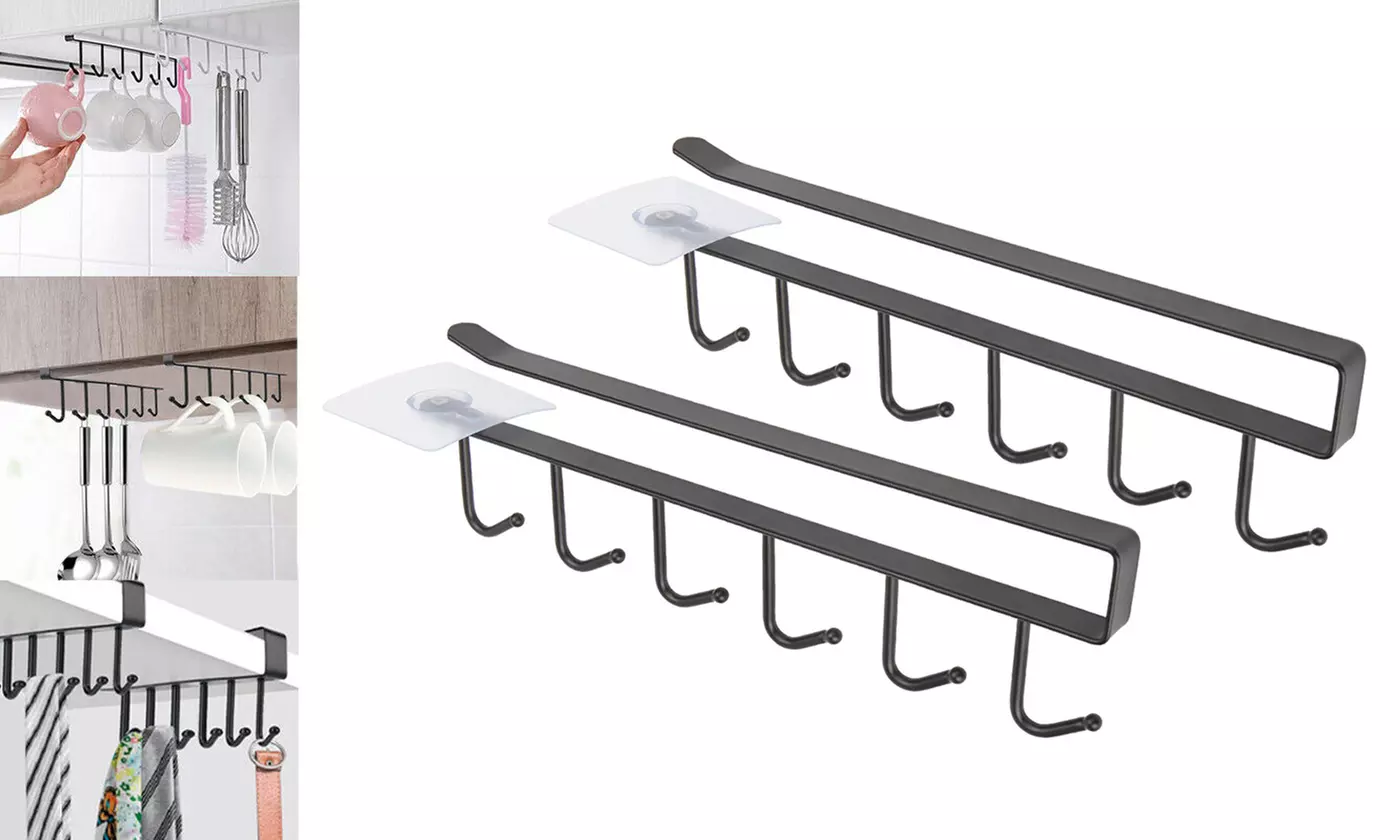 2Pack Under Shelf Coffee Cup Mug Holder Hanger Rack Cabinet Hook Kitchen - Primary Image