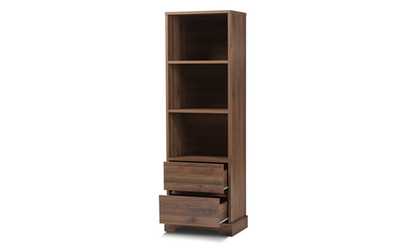 Burnwood Walnut Brown Wood 2-Drawer Bookcase