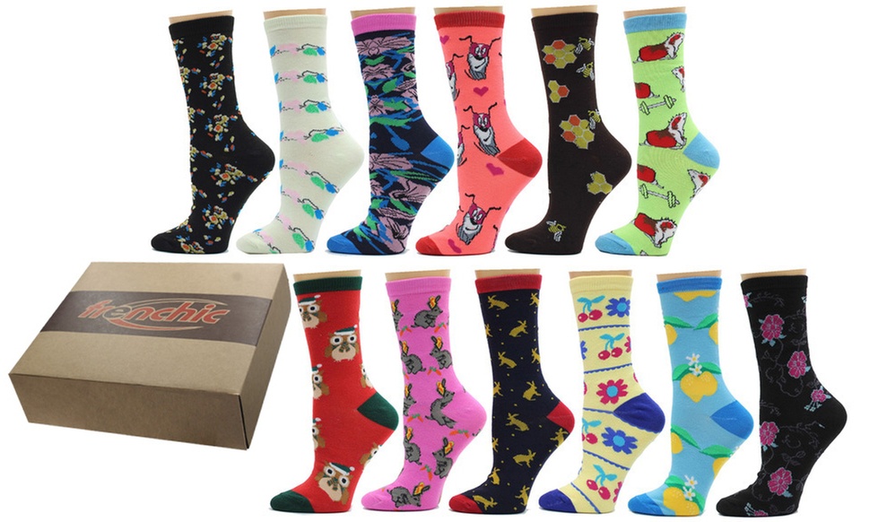 Frenchic Women's Statement Cotton Blend Crew Socks (12-Pairs)