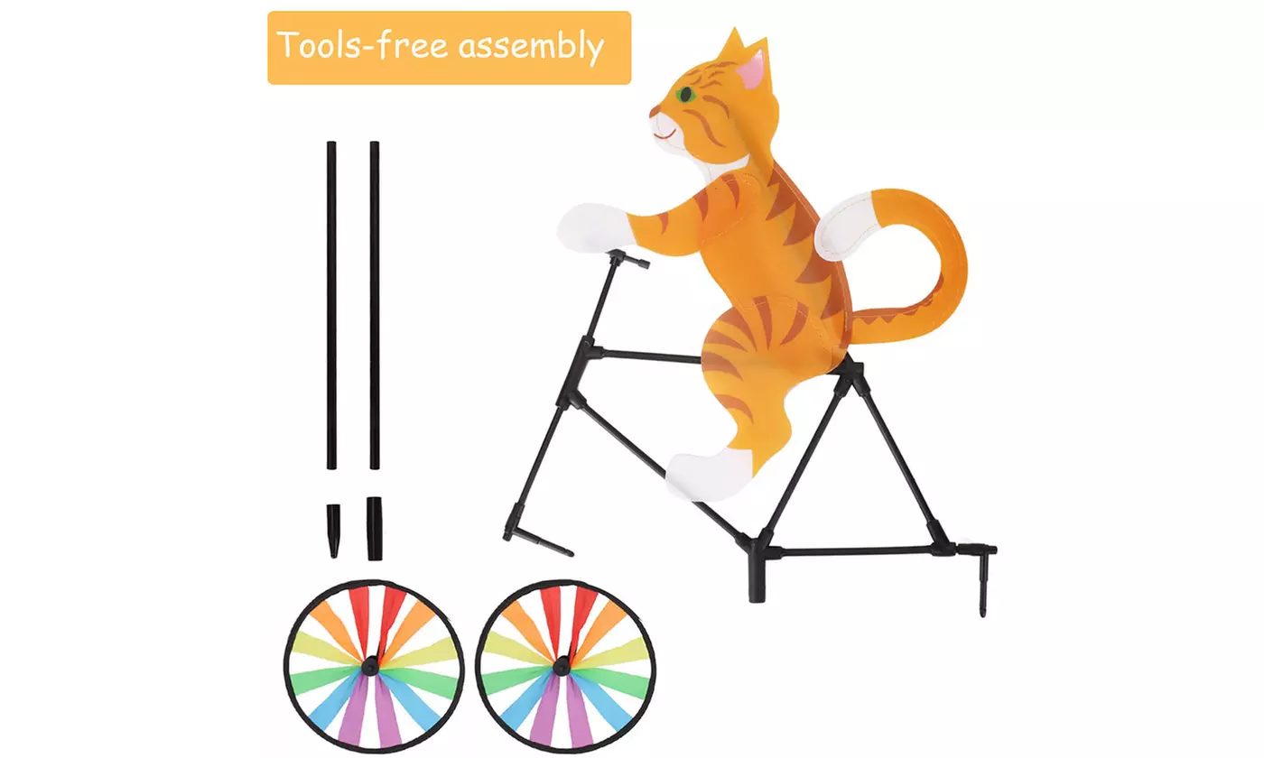 20" Animal Bike Wind Spinner Windmill Garden Funny Cat Dog Whirligig Pinwheel 