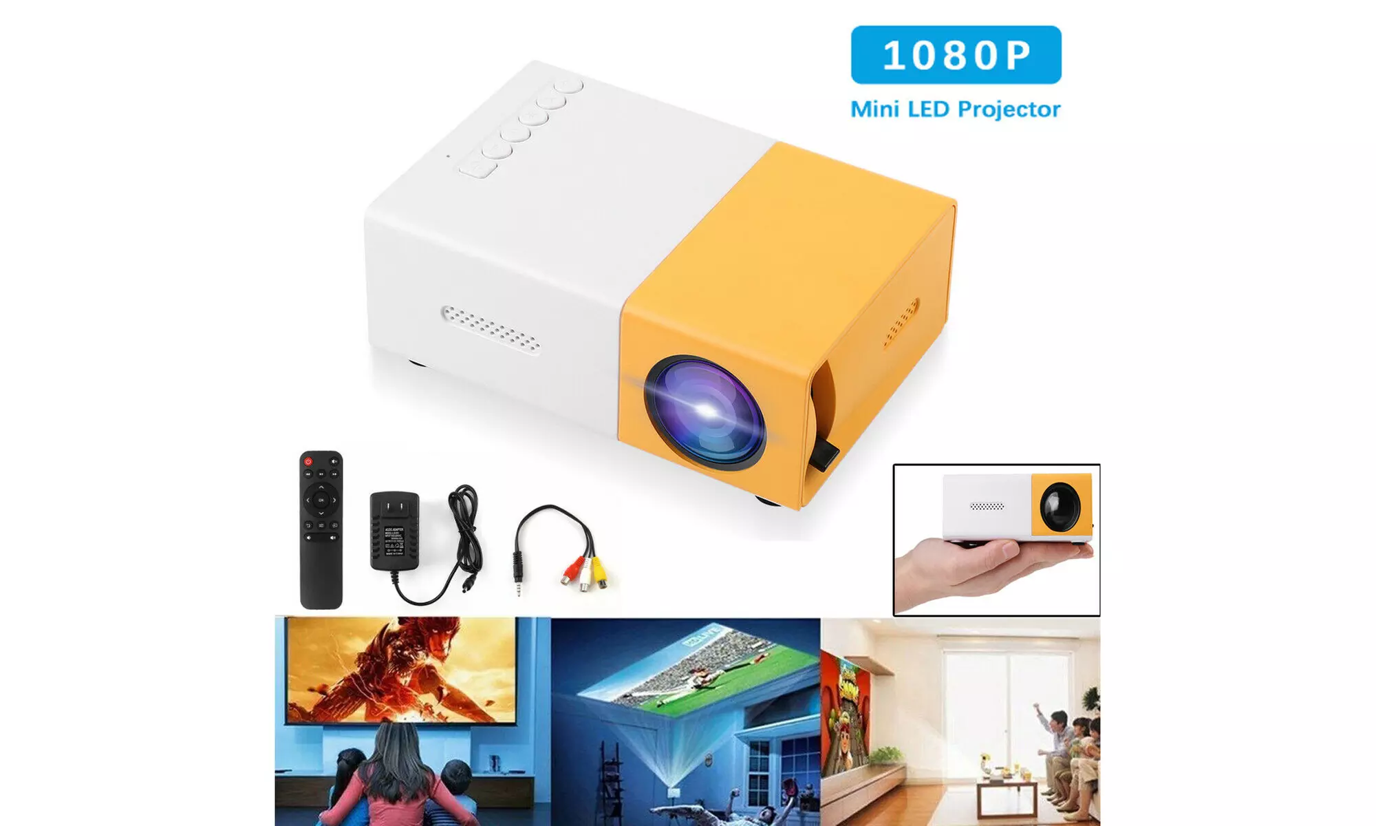 1080p HD Mini Portable LED Projector - Primary Image