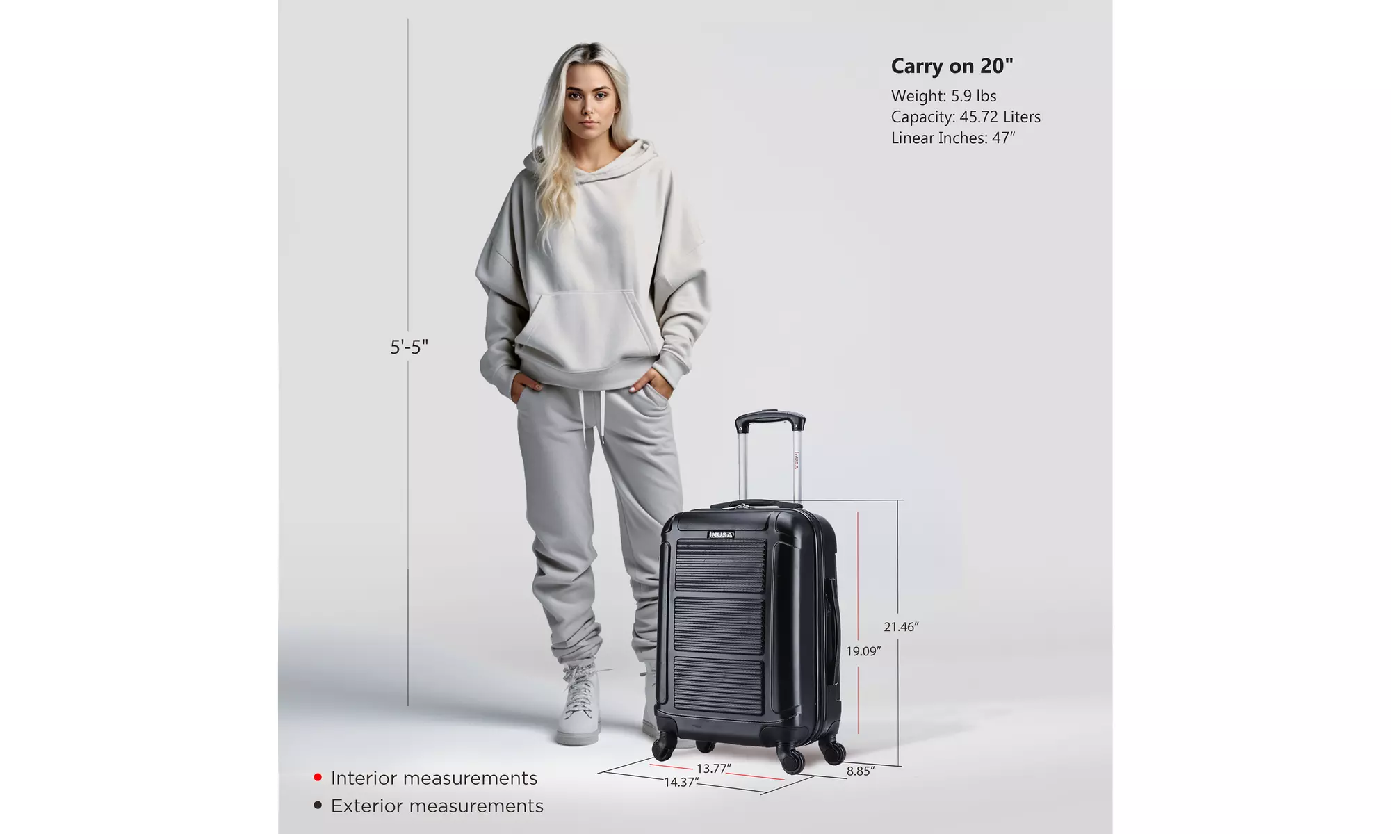 InUSA Pilot Lightweight Hardside Spinner Luggage