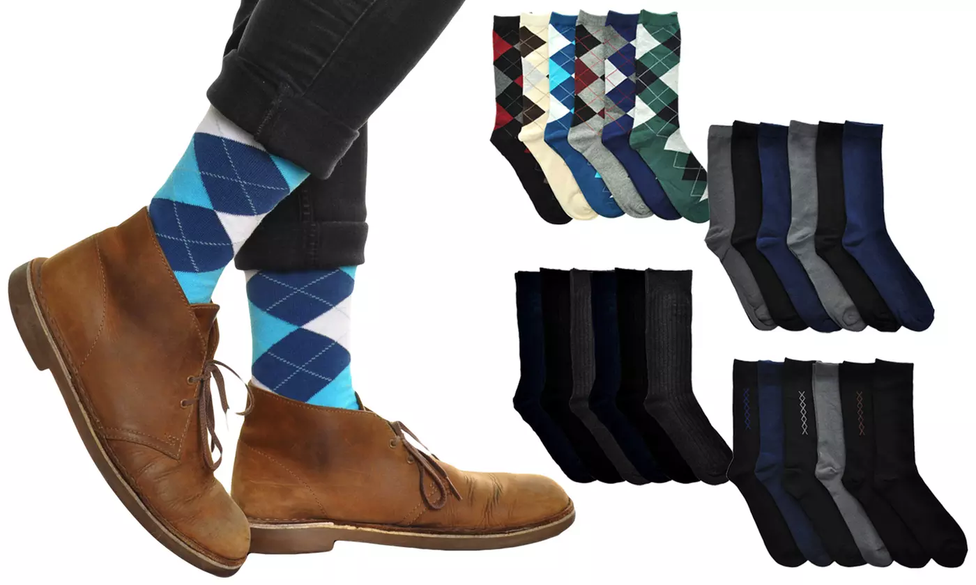 Men's Dress Socks in Solid Colors or Assorted Designs