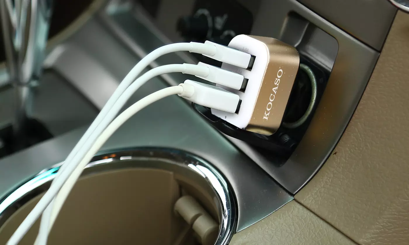 Kocaso High-Speed 3-Port USB Car Charger for Smartphones & Tablets - Primary Image