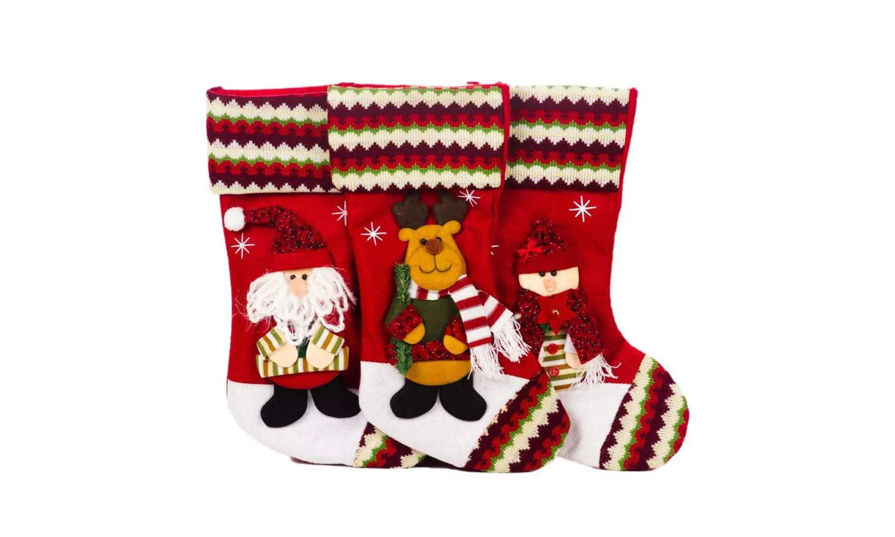 Jolly Christmas Stockings 2-Pack or 3-Pack Festive Holiday Décor