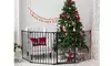 Multifunction 6 Panel Metal Gate Baby Pet Fence Safe Playpen Barrier Wall-mount